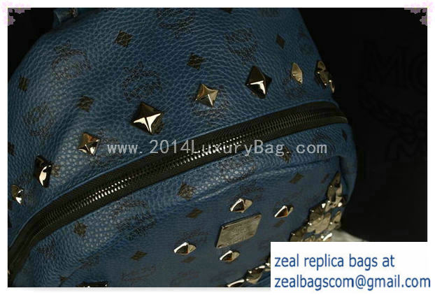 High Quality Replica MCM Stark Backpack Jumbo in Calf Leather 8100 RoyalBlue - Click Image to Close